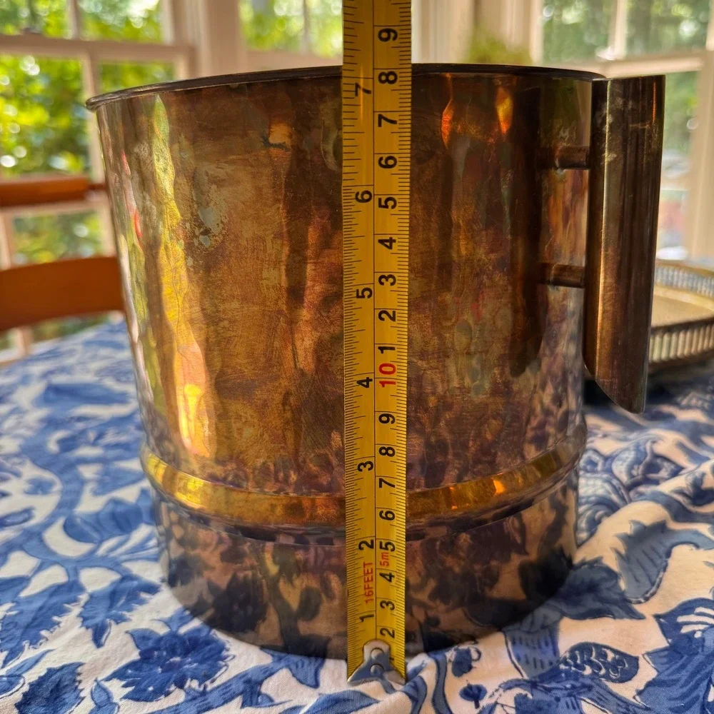 Vintage G.B. Sport Padova Italy Silver Plated Hammered Ice Bucket MCM Barware